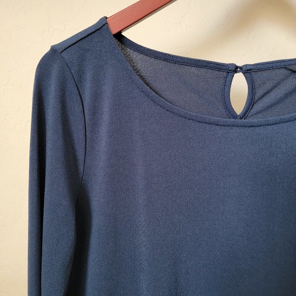 Banana Republic Petite Ruched Long Sleeve Navy Blue Top - Picture 3 of 12
